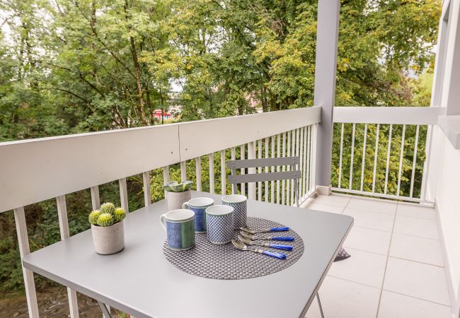 Balcon vue sur le Laudon - lac d annecy appartement balcon, vue rivière, cosy, agréable, lac d annecy location, location saisonniere a annecy, location vacances annecy